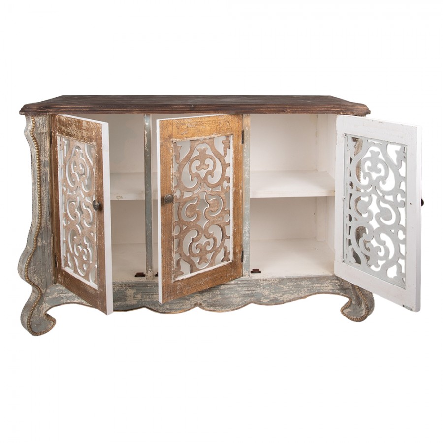 Credenza in legno intagliato stile brocante - 132x42x92 cm - Clayre e Eef